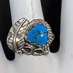 Vintage Southwest Sterling Silver Turquois Ring Size 6 1/2 (R217)
